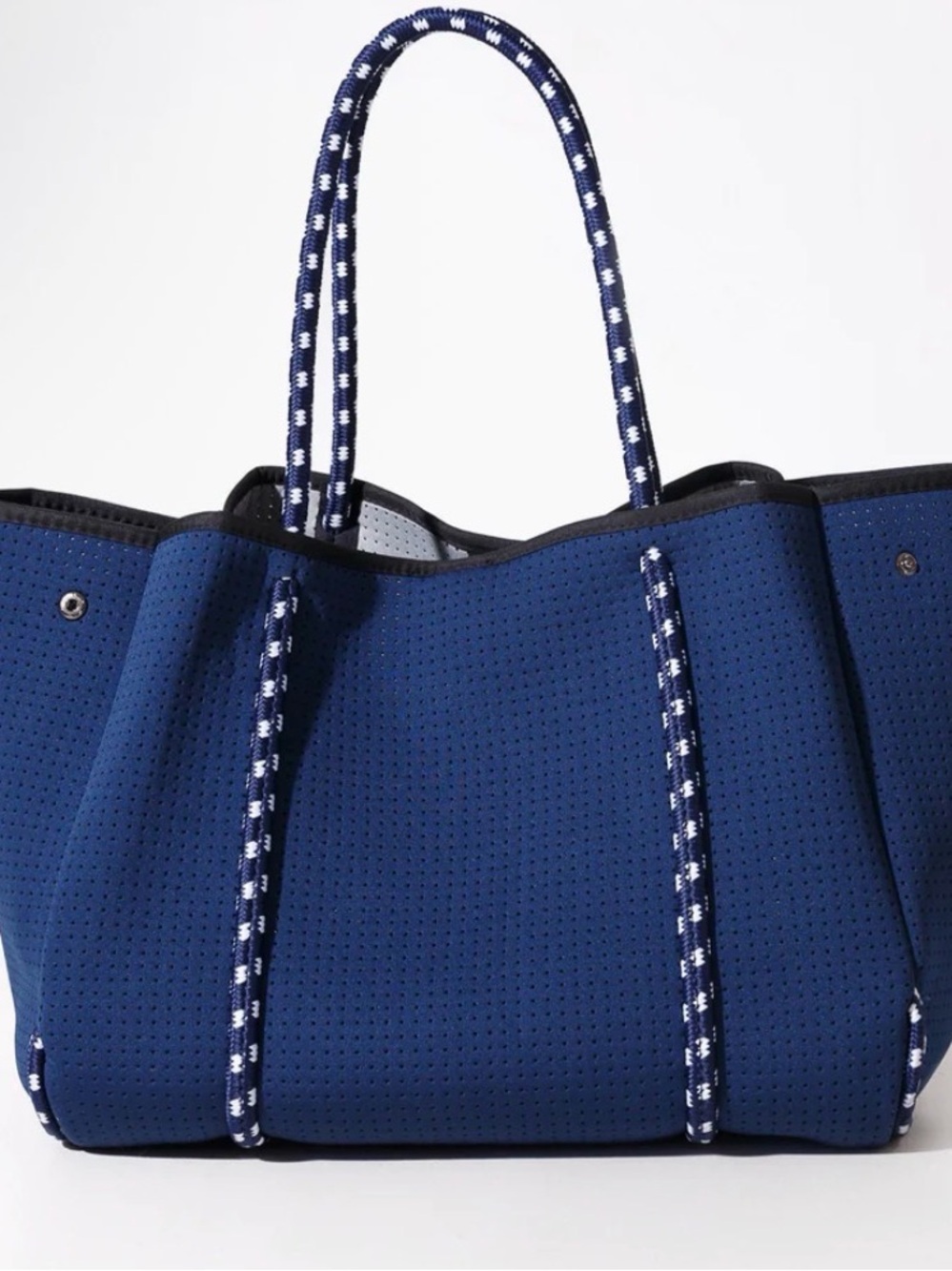 Neoprene Floral Print Tote in Orange, Teal & Navy - Picture 6 of 7